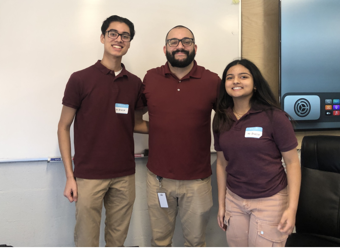 Seniors Jaiden Thomas and Chesna Chummar student teach for math teacher Mr. Brusca.
